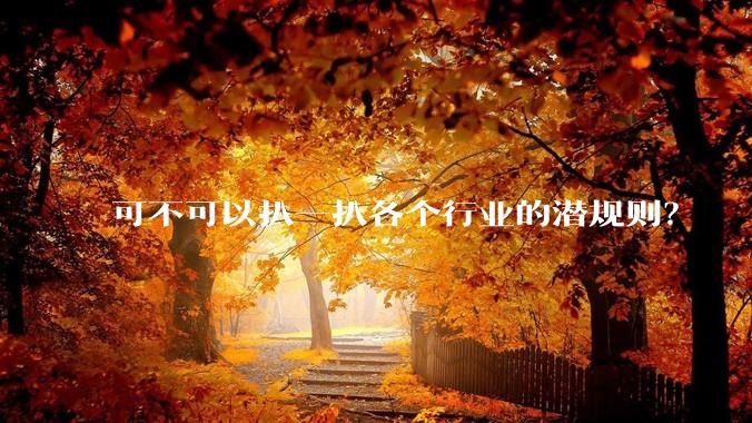可不可以扒一扒各个行业的潜规则？